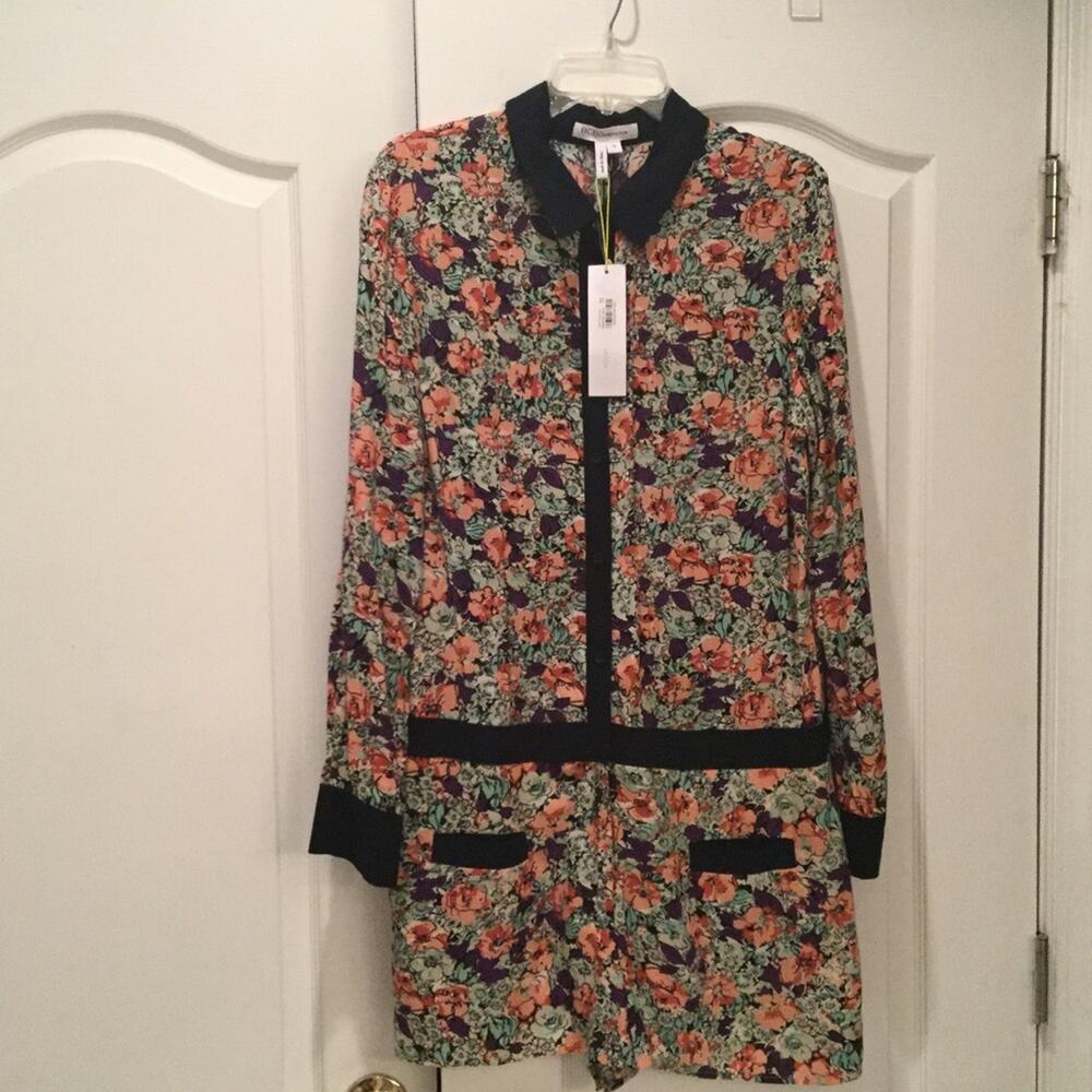 BCB generation 12 floral romper with back slit NWT